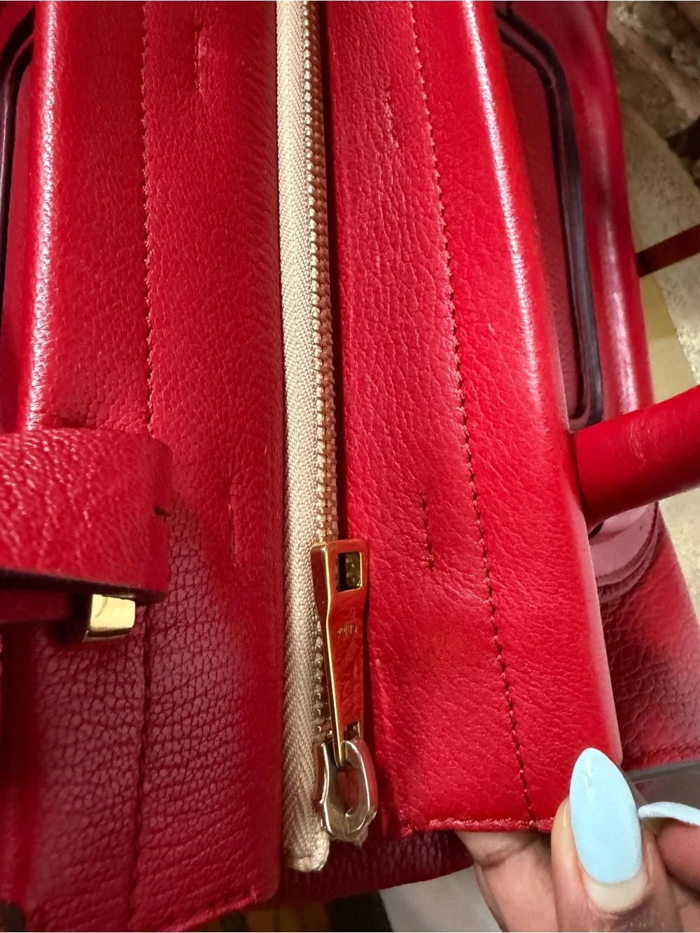 Chloé Everston Medium Red Leather Satchel Top Handle Shoulder Crossbody Bag